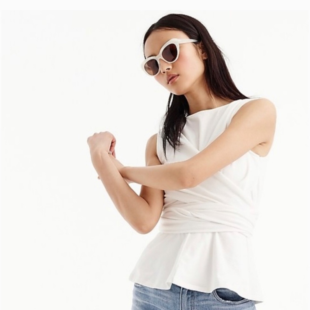 NWT J.Crew Peplum Wrap White Tank Size M
